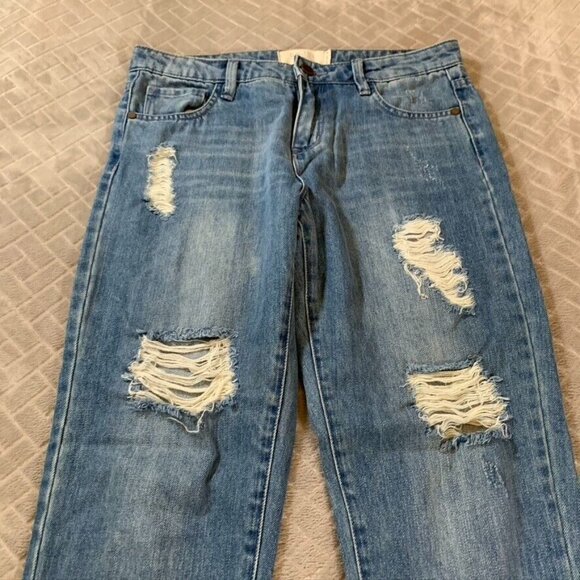 Rachel Roy Womens 28 Denim Jeans Blue Straight Ankle Distressed 100% Cotton - Picture 2 of 12